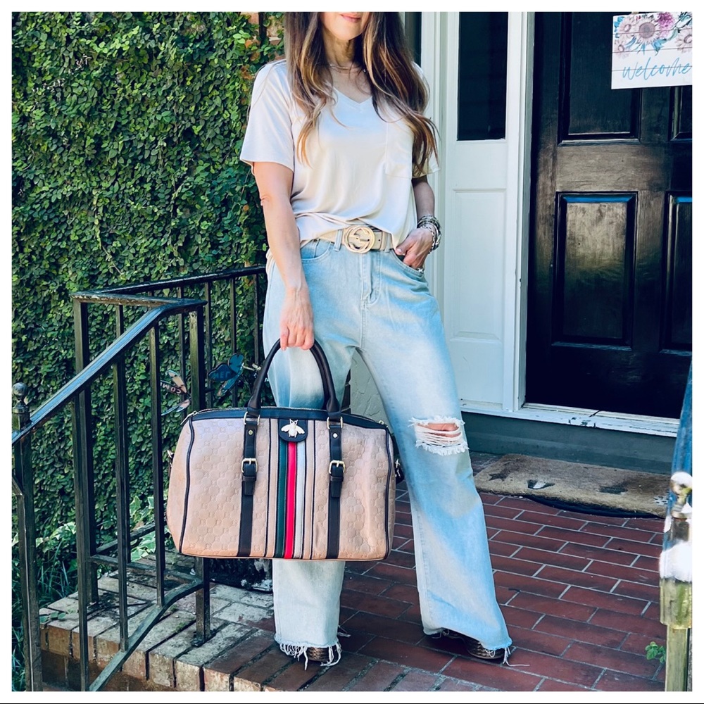 Embossed Fabulous vegan Weekend Travel Duffle - Picture 8 of 11